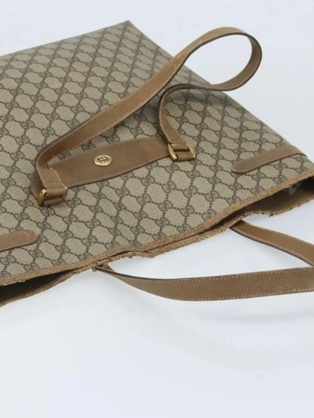 GUCCI GG Supreme Tote Bag PVC Beige Gold 39 02 061 Auth BAZ223